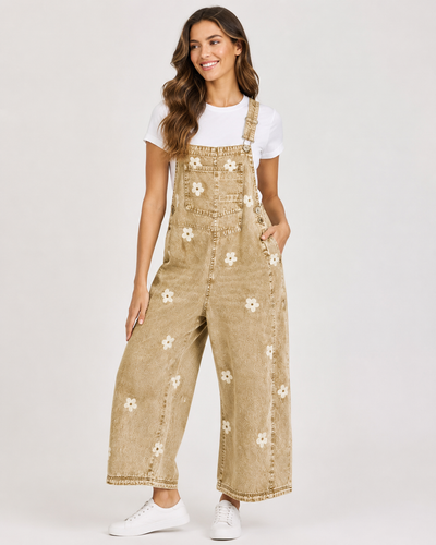 Luvoria Floral Print Denim Overalls