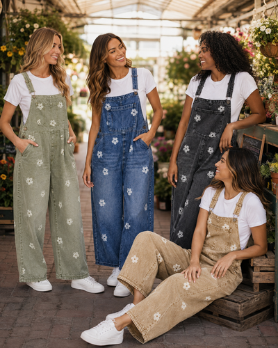 Luvoria Floral Print Denim Overalls