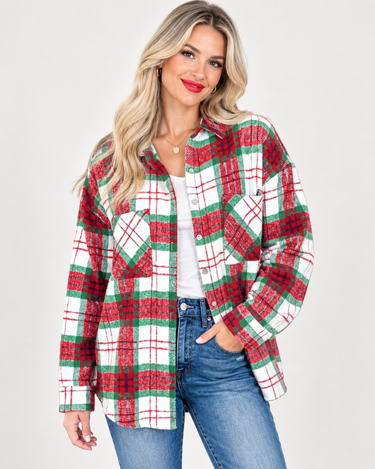 Luvoria Christmas Plaid Button-Down