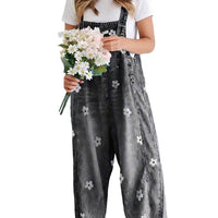 Luvoria Floral Print Denim Overalls