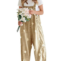 Luvoria Floral Print Denim Overalls